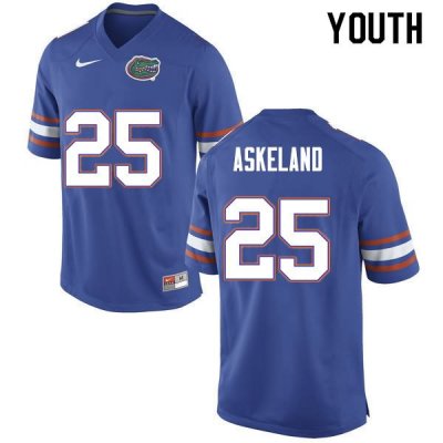 Youth Florida Gators #25 Erik Askeland NCAA Nike Blue Authentic Stitched College Football Jersey ODG1762UA